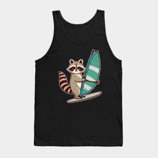 Funny raccoon Windsurfing Tank Top